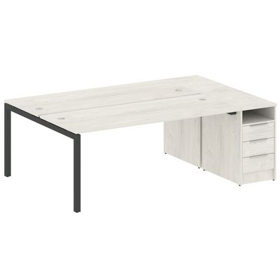 Metal System Quattro 5x5 50БП.РС-СТП-2.5 (Дуб наварра/Черный) Рабочая станция на П-образном м/к с опорной тумбой