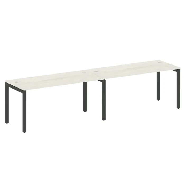 50БП.СМ-2.4 (Дуб наварра/Черный) Рабочая станция на 2 раб.места на П-образном м/к