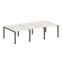 Metal System Quattro 5x5 50БП.СМ-6.1 (Дуб наварра/Черный) Рабочая станция на 6 раб.мест на П-образном м/к