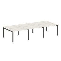 Metal System Quattro 5x5 50БП.СМ-6.2 (Дуб наварра/Черный) Рабочая станция на 6 раб.мест на П-образном м/к