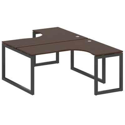 Metal System Quattro 5x5 50БО.РАС-СА-2.4 (Венге цаво/Черный) Рабочая станция криволинейная на О-образном м/к