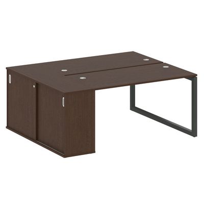 Metal System Quattro 5x5 50БО.РС-СШК-1.3 (Венге цаво/Антрацит) Рабочая станция на О-образном м/к с опорным шкафом-купе