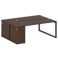 Metal System Quattro 5x5 50БО.РС-СШК-1.4 (Венге цаво/Черный) Рабочая станция на О-образном м/к с опорным шкафом-купе