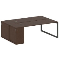 Metal System Quattro 5x5 50БО.РС-СШК-1.5 (Венге цаво/Черный) Рабочая станция на О-образном м/к с опорным шкафом-купе