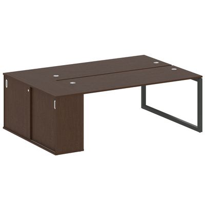 Metal System Quattro 5x5 50БО.РС-СШК-1.5 (Венге цаво/Антрацит) Рабочая станция на О-образном м/к с опорным шкафом-купе