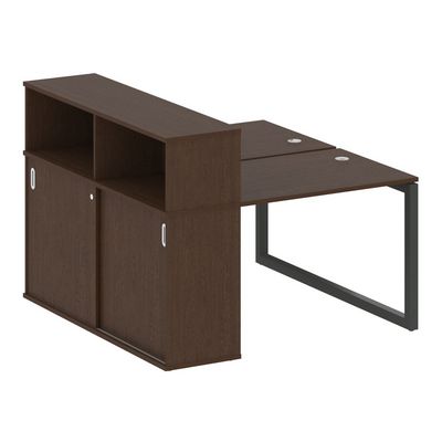 Metal System Quattro 5x5 50БО.РС-СШК-2.1 (Венге цаво/Черный) Рабочая станция на О-образном м/к с опорным шкафом-купе