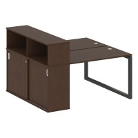 Metal System Quattro 5x5 50БО.РС-СШК-2.2 (Венге цаво/Черный) Рабочая станция на О-образном м/к с опорным шкафом-купе