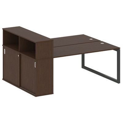 Metal System Quattro 5x5 50БО.РС-СШК-2.4 (Венге цаво/Антрацит) Рабочая станция на О-образном м/к с опорным шкафом-купе