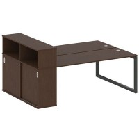 Metal System Quattro 5x5 50БО.РС-СШК-2.5 (Венге цаво/Черный) Рабочая станция на О-образном м/к с опорным шкафом-купе