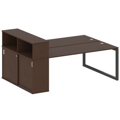 Metal System Quattro 5x5 50БО.РС-СШК-2.5 (Венге цаво/Антрацит) Рабочая станция на О-образном м/к с опорным шкафом-купе