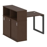 Metal System Quattro 5x5 50БО.РС-СШК-3.1 (Венге цаво/Антрацит) Стол письменный на О-образном м/к с опорным шкафом-купе