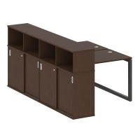 Metal System Quattro 5x5 50БО.РС-СШК-4.1 (Венге цаво/Антрацит) Рабочая станция на О-образном м/к с опорным шкафом-купе