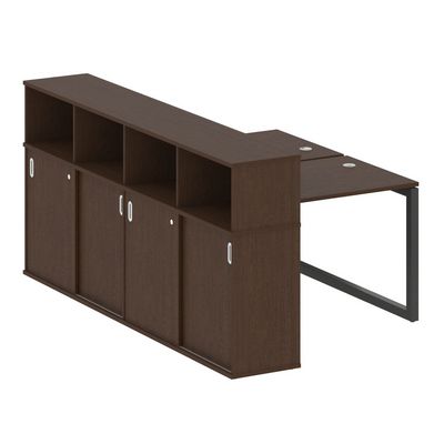 Metal System Quattro 5x5 50БО.РС-СШК-4.1 (Венге цаво/Антрацит) Рабочая станция на О-образном м/к с опорным шкафом-купе