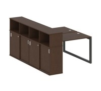 Метал Систем Куатро 5х5 50БО.РС-СШК-4.2 (Венге цаво/Черный) Рабочая станция на О-образном м/к с опорным шкафом-купе