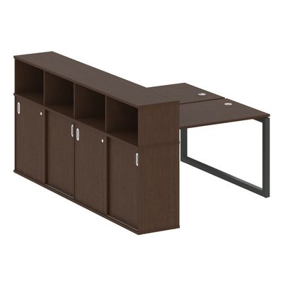 Metal System Quattro 5x5 50БО.РС-СШК-4.2 (Венге цаво/Антрацит) Рабочая станция на О-образном м/к с опорным шкафом-купе