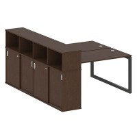 Metal System Quattro 5x5 50БО.РС-СШК-4.3 (Венге цаво/Антрацит) Рабочая станция на О-образном м/к с опорным шкафом-купе