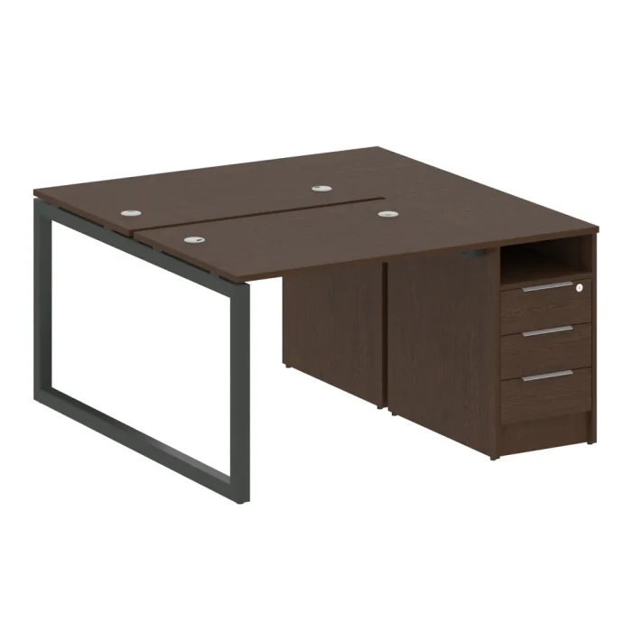 50БО.РС-СТП-2.1 (Венге цаво/Антрацит) Рабочая станция на О-образном м/к с опорной тумбой