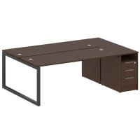 Metal System Quattro 5x5 50БО.РС-СТП-2.5 (Венге цаво/Антрацит) Рабочая станция на О-образном м/к с опорной тумбой