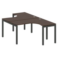 Metal System Quattro 5x5 50БП.РАС-СА-2.3 (Венге цаво/Черный) Рабочая станция криволинейная на П-образном м/к