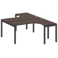 Metal System Quattro 5x5 50БП.РАС-СА-2.4 (Венге цаво/Черный) Рабочая станция криволинейная на П-образном м/к