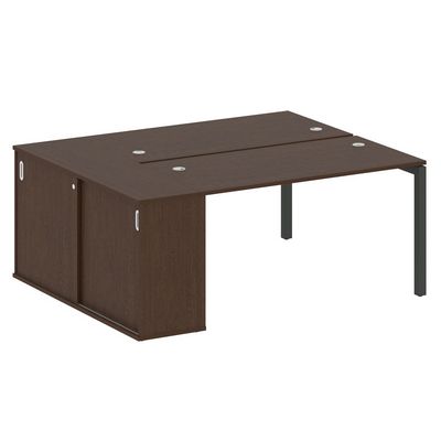 Metal System Quattro 5x5 50БП.РС-СШК-1.3 (Венге цаво/Черный) Рабочая станция на П-образном м/к с опорным шкафом-купе