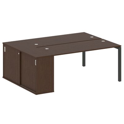 Metal System Quattro 5x5 50БП.РС-СШК-1.4 (Венге цаво/Черный) Рабочая станця на П-образном м/кя с опорным шкафом-купе