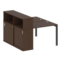 Metal System Quattro 5x5 50БП.РС-СШК-2.1 (Венге цаво/Антрацит) Рабочая станция на П-образном м/к с опорным шкафом-купе