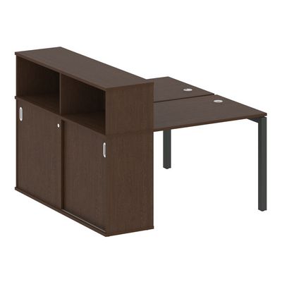 Metal System Quattro 5x5 50БП.РС-СШК-2.1 (Венге цаво/Черный) Рабочая станция на П-образном м/к с опорным шкафом-купе