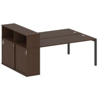 Metal System Quattro 5x5 50БП.РС-СШК-2.5 (Венге цаво/Антрацит) Рабочая станция на П-образном м/к с опорным шкафом-купе