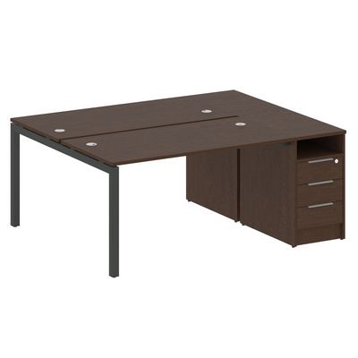 Metal System Quattro 5x5 50БП.РС-СТП-2.3 (Венге цаво/Антрацит) Рабочая станция на П-образном м/к с опорной тумбой