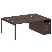 Metal System Quattro 5x5 50БП.РС-СТП-2.4 (Венге цаво/Антрацит) Рабочая станция на П-образном м/к с опорной тумбой