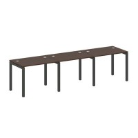 Metal System Quattro 5x5 50БП.СМ-3.1 (Венге цаво/Черный) Рабочая станция на 3 раб.места на П-образном м/к