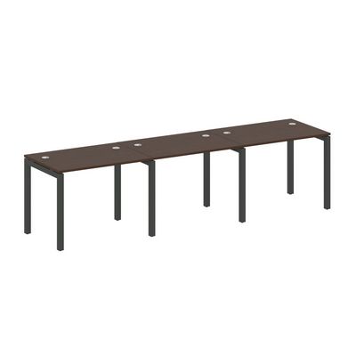 Metal System Quattro 5x5 50БП.СМ-3.1 (Венге цаво/Черный) Рабочая станция на 3 раб.места на П-образном м/к