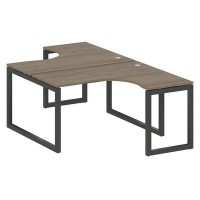 Metal System Quattro 5x5 50БО.РАС-СА-2.3 (Вяз благородный/Черный) Рабочая станция криволинейная на О-образном м/к