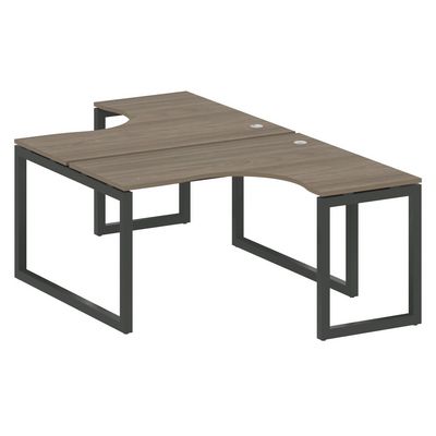 Metal System Quattro 5x5 50БО.РАС-СА-2.3 (Вяз благородный/Черный) Рабочая станция криволинейная на О-образном м/к