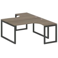 Metal System Quattro 5x5 50БО.РАС-СА-2.4 (Вяз благородный/Черный) Рабочая станция криволинейная на О-образном м/к