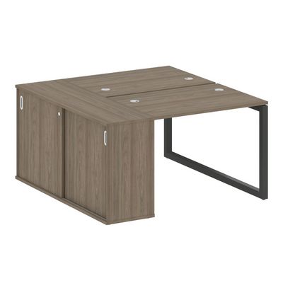 Metal System Quattro 5x5 50БО.РС-СШК-1.1 (Вяз благородный/Антрацит) Рабочая станция на О-образном м/к с опорным шкафом-купе