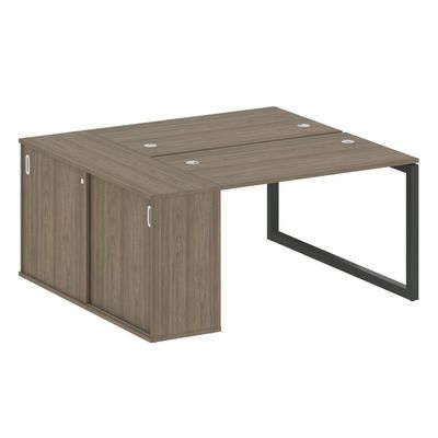 Metal System Quattro 5x5 50БО.РС-СШК-1.2 (Вяз благородный/Антрацит) Рабочая станция на О-образном м/к с опорным шкафом-купе