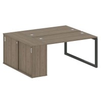 Metal System Quattro 5x5 50БО.РС-СШК-1.3 (Вяз благородный/Антрацит) Рабочая станция на О-образном м/к с опорным шкафом-купе