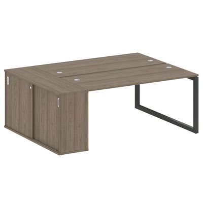 Metal System Quattro 5x5 50БО.РС-СШК-1.4 (Вяз благородный/Антрацит) Рабочая станция на О-образном м/к с опорным шкафом-купе