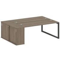 Metal System Quattro 5x5 50БО.РС-СШК-1.5 (Вяз благородный/Антрацит) Рабочая станция на О-образном м/к с опорным шкафом-купе