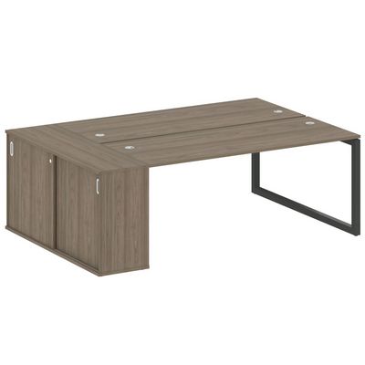 Metal System Quattro 5x5 50БО.РС-СШК-1.5 (Вяз благородный/Антрацит) Рабочая станция на О-образном м/к с опорным шкафом-купе