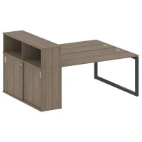 Metal System Quattro 5x5 50БО.РС-СШК-2.4 (Вяз благородный/Антрацит) Рабочая станция на О-образном м/к с опорным шкафом-купе