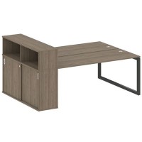 Metal System Quattro 5x5 50БО.РС-СШК-2.5 (Вяз благородный/Антрацит) Рабочая станция на О-образном м/к с опорным шкафом-купе