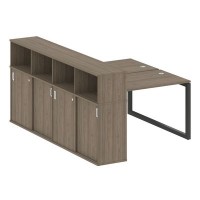 Metal System Quattro 5x5 50БО.РС-СШК-4.2 (Вяз благородный/Антрацит) Рабочая станция на О-образном м/к с опорным шкафом-купе