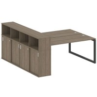 Metal System Quattro 5x5 50БО.РС-СШК-4.5 (Вяз благородный/Антрацит) Рабочая станция на О-образном м/к с опорным шкафом-купе