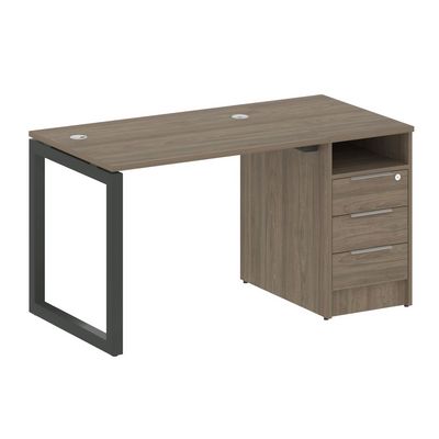 Metal System Quattro 5x5 50БО.РС-СТП-1.1 (Вяз благородный/Антрацит) Рабочая станция на О-образном м/к с опорной тумбой