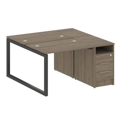 Metal System Quattro 5x5 50БО.РС-СТП-2.1 (Вяз благородный/Антрацит) Рабочая станция на О-образном м/к с опорной тумбой