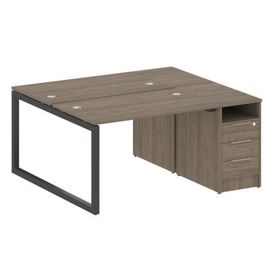 Metal System Quattro 5x5 50БО.РС-СТП-2.2 (Вяз благородный/Антрацит) Рабочая станция на О-образном м/к с опорной тумбой