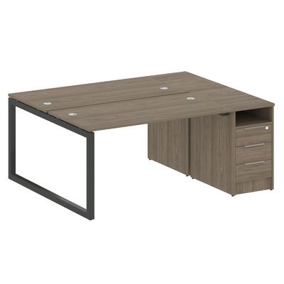 Metal System Quattro 5x5 50БО.РС-СТП-2.3 (Вяз благородный/Антрацит) Рабочая станция на О-образном м/к с опорной тумбой